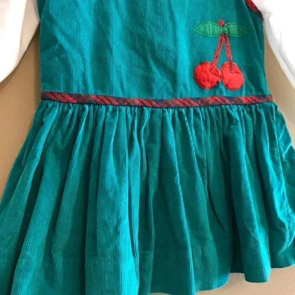 Toddler Dress and Shirt Cherries Corduroy Ruffles